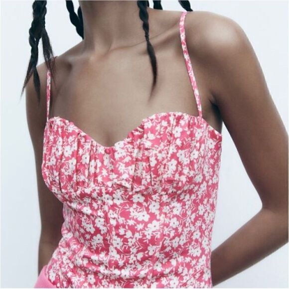 NWT Zara Floral Printed Corset Bodysuit - Picture 5 of 16